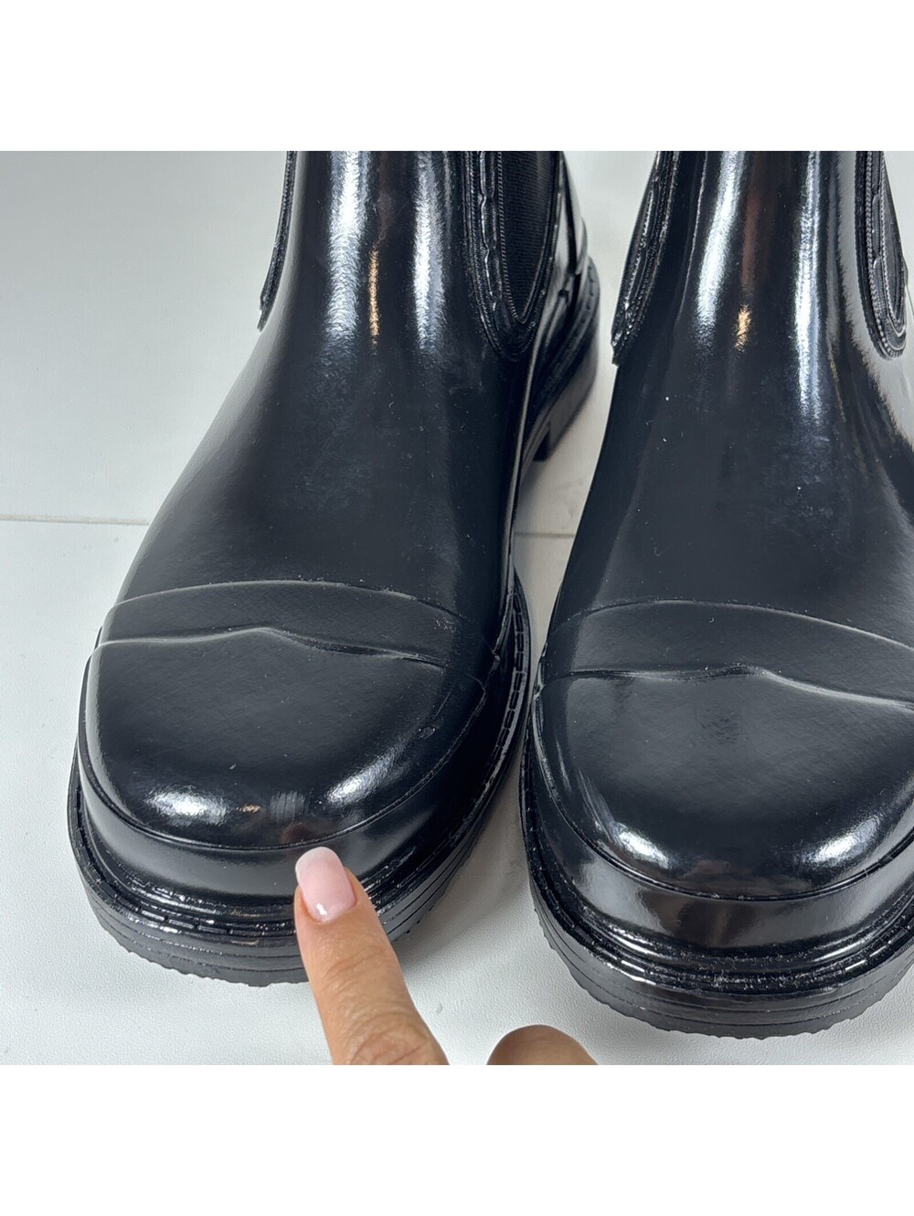 Hunter Womens Boots Original Chelsea Rubber Gloss Black 38 EU 7 Us - Picture 8 of 9